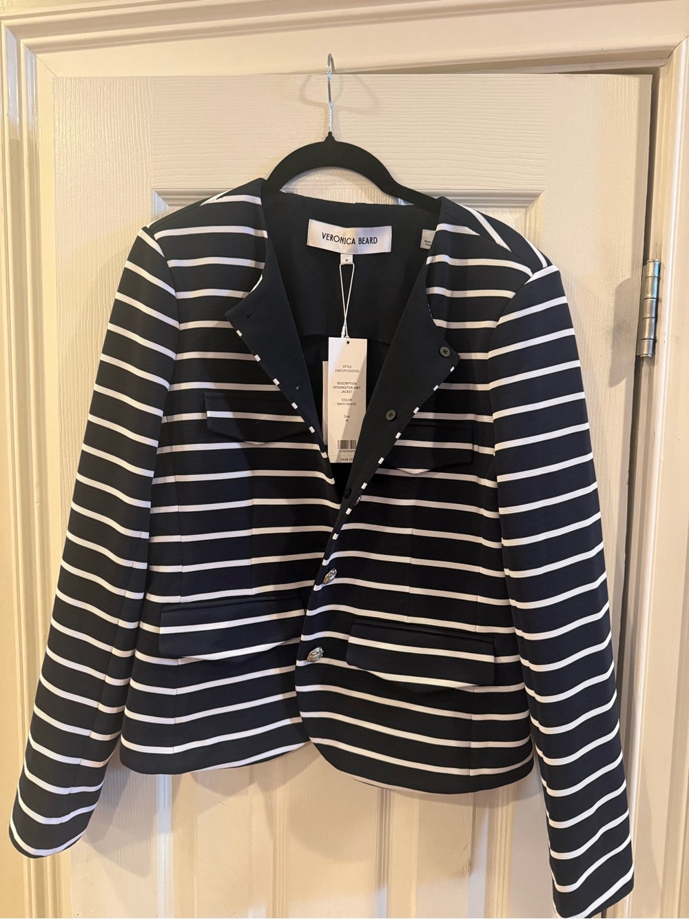 Veronica Beard Navy & White Striped Women's Blazer